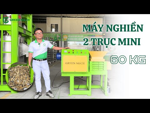 Máy nghiền 2 trục mini công suất 60kg của GREEN MECH - Nghiền đa dạng vật liệu như vải, carton...